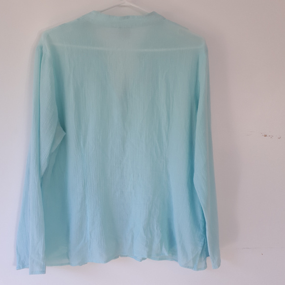 Cleo Blouse Light Aqua with embroidery and bling - Picture 6 of 7
